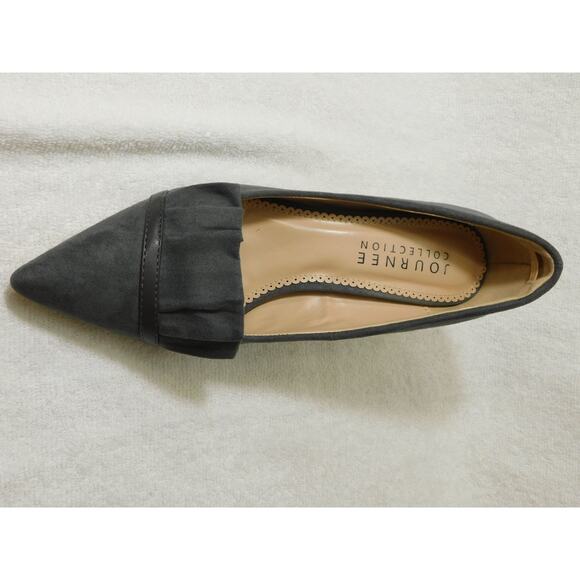 W661 JOURNEE Gray Ruffled Metallic Marek Pointed Toe Kitten Heel Shoes - 8.5 M - Picture 4 of 5